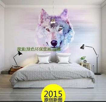 Fig 3d stereo large mural wolf animal wallpaper sofa TV background bedroom citizens custom size