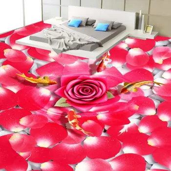 Freshly petal 3D floor anti-skidding lifelike moisture-proof shopping mall wallpaper mural