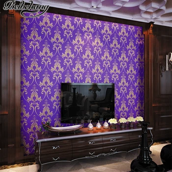 Beibehang European style Damascus luxury embossed gold PVC waterproof wallpaper background wallpaper papel de parede