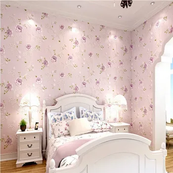 Beibehang wallpaper Modern Romantic Victoria Country Pink Flower Floral Rose Floral Scroll Wallpaper papel de parede For Bedro
