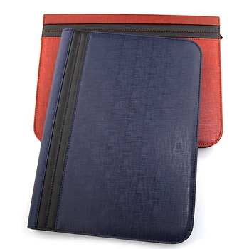 A4 zipper leather portfilio with New design calculator zip manager document bag business file folder brief FPDB-421