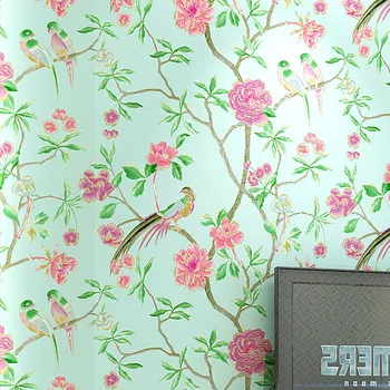 Beibehang Classic Chinese hand-painted flowers and birds non-woven wallpaper bedroom living room study full of wallpaper