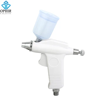 OPHIR 0.3mm Nozzle Airbrush Spray Gun with White 3/4 OZ Paint Cup for Cake Decoration Airbrushing Hobby Paint _AC124