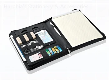 A4 manager pilofax document bag file organizer folder with zip zipper stand elastic spandex belt tape for iphone ipad cellphone