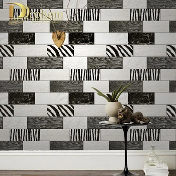 Fashion Black White Wood Textured Brick Wallpaper For Living room Bathroom Waterproof Vinyl Wall paper Modern Home Decor R568