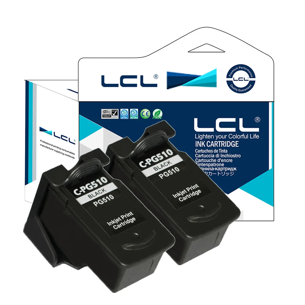 LCL PG510 PG 510 (2-Pack Black) Ink Cartridge Compatible for Canon Pixma iP2700 MP240 MP250 MP260 MP270 MP280 MP480 MP490 MP495