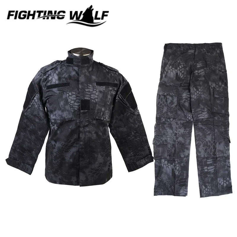 Airsoft Military Combat Tactical BDU Uniform Field Shirt + Pants V2 Hunting Paintball Wargame Army Clothing for Men Black