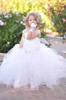 Newest Summer Girls party dress kids Clothes Wedding Full Ball Dress White Princess Dancing Costume