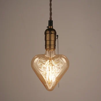 Diamond Heart Star Vintage Industrial Aluminum Beautiful Glass Edison Bulb Ceiling Pendant Lamp Cafe Bar Club Coffee Shop