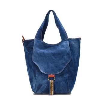 COUPON chinese ethnic national style Denim women handbag shoulder casual tote bags lady embroidered flowers colorful gems Jewels