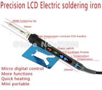 Precision Backlight LCD Digital Adjustable Lead-free Electric soldering iron ESD Soldering station 90W+17/pcs 900M solder tip EU