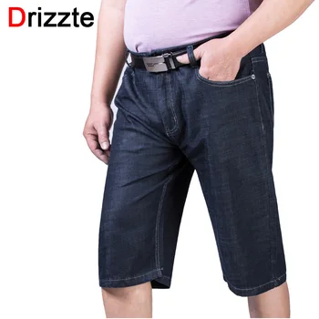 Drizzte Men Plus Size 40 42 44 46 48 50 52 Stretch Denim Large Big Jeans Shorts Black Blue Jean Trousers Pants For Summer