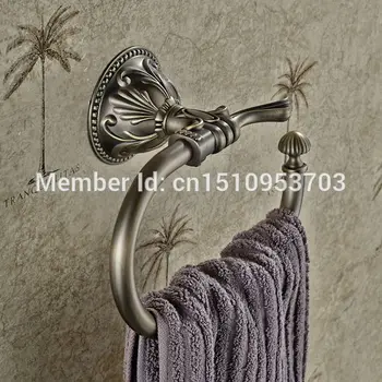 US Wholesale And Retail Wall Mount Retro Fashion Bathroom Towel Ring Antique Brass Towel Hanger Rail