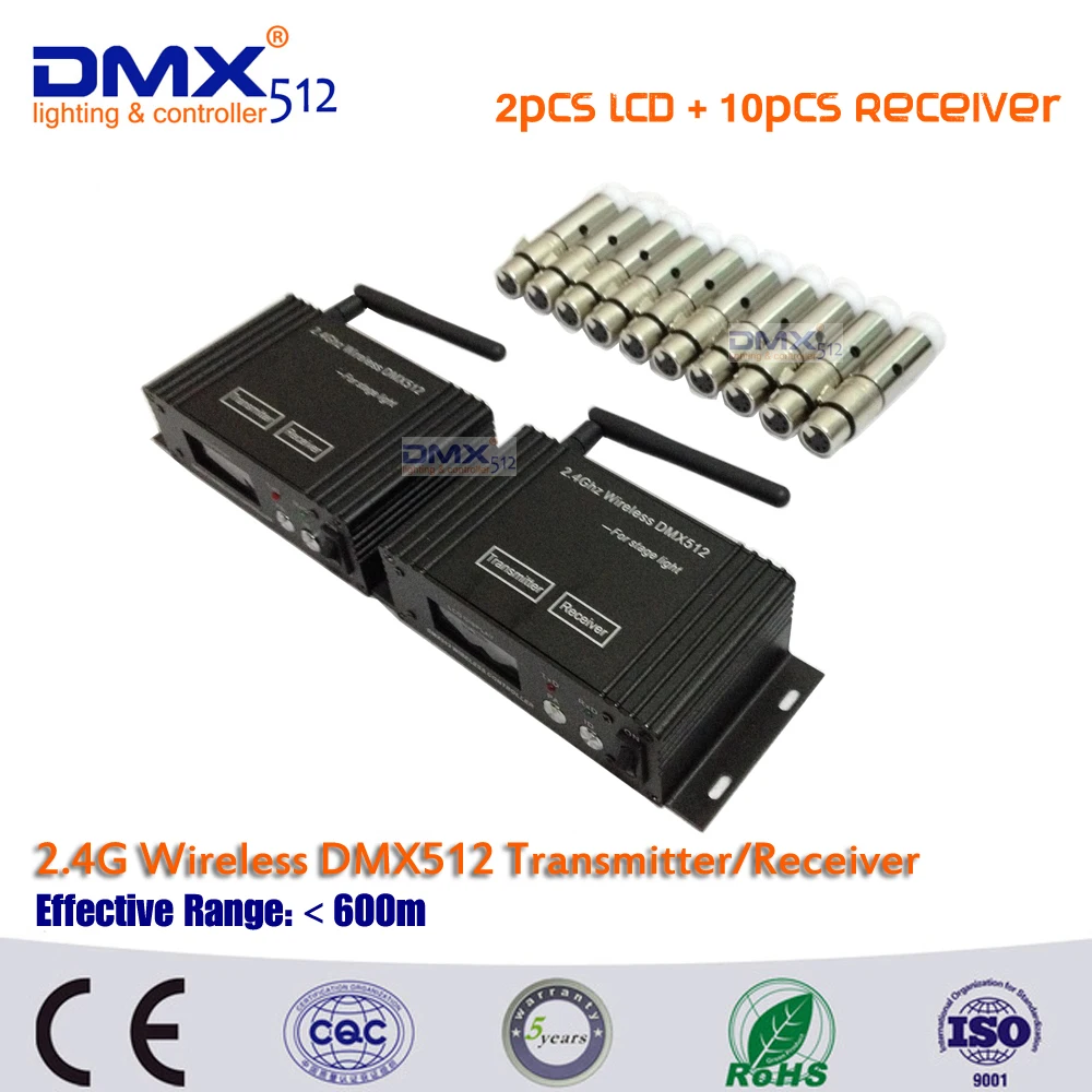 DHL 2pcs newest wireless LCD DMX512 receiver/transmitter& 10pcs MINI Wireless DMX512 Receive