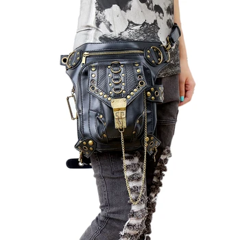 Fashion Gothic Steampunk Skull Retro Rock bag Men Women Waist Bag Shoulder Bag Phone Case Holder women messenger Bag 2016