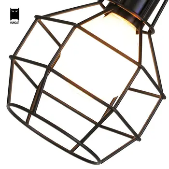 8 Heads Black Iron Spider Pendant Light Modern Loft Edison Bulb Guard Cage Adjustable Hanging Lamp Luminaria Lustre Living Room