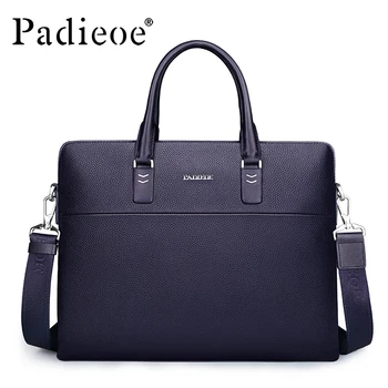 Padieoe Luxury Brand Business Male Briefcase Men's Genuine Leather Travel Handbags Casual Shoulder Bag For Male