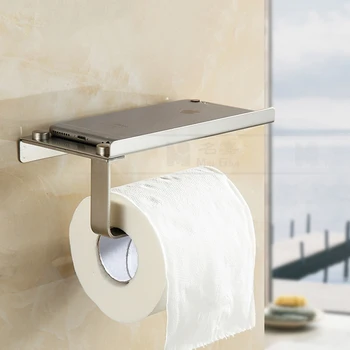 Brushed Nickel Quality Kitchen Roll Paper Holder Wall Mount Bathroom Toilet Paper Rack