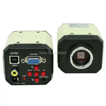 3 in 1 HD Industrial Digital Microscope Camera VGA USB CVBS AV TV Outputs+10X-200X C-Mount Lens+USB Line