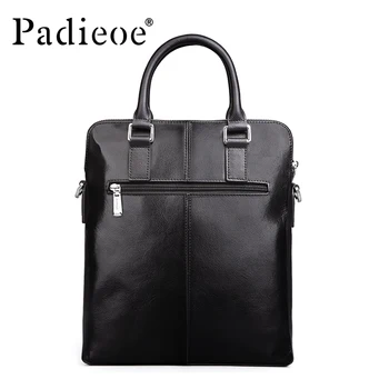 Padieoe Men's Genuine Cowhide Business Handbag Real Cow Leather Shoulder Bag Famous Brand Tote Bags With Zipper Lock NB160880-2