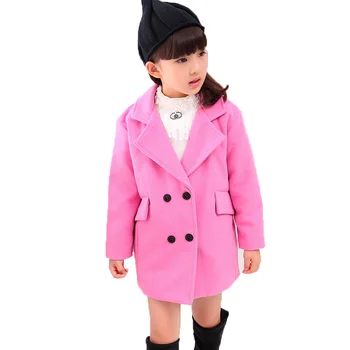 2017 new fashion baby girl outwear double breasted baby trench coat candy color baby girl warm jackets 3 colors
