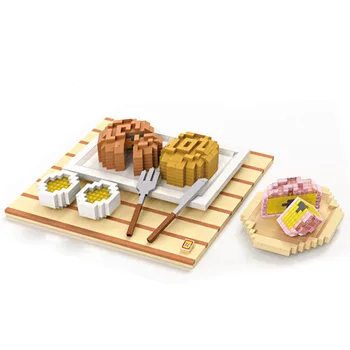 LOZ Food moodcake sushi McDonald DIY educational toys for children hamburger French fries pie building block Figures Kids Gift