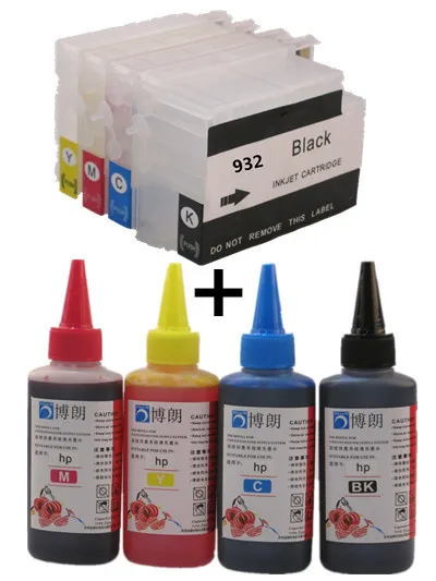 932 933 hp932 933 XL Refillable INK cartridge for HP Officejet Pro 6100e 6600e 6700 7110+ for hp Premium 4 Color Dye Ink 400ML
