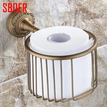Vintage Antique Brass Finish Toilet roll Paper Holder Wall Mount Bath Storage Basket for bathroom washroom lavatory WC kitchen