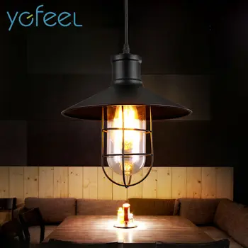 YGFEEL] Retro Pendant Lights American Country Style Pendant Lamp Industrial Warehouse Lighting Glass Lampshade E27 Holder