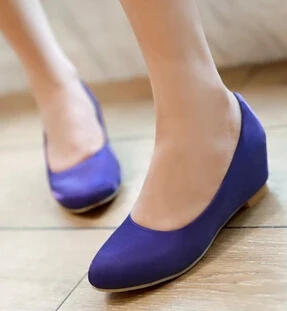 New Fashion Women Shoes Candy Color Sweet Elevator Shoes Woman Mesh Cloth Elegant Low-Heeled Wedding Shoes Ballerina Flats