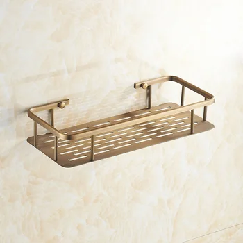 Newly US Single Tier Shower Caddy Basket Bathroom Commodity Shelf Antique Brass Cosmetic Storage Rack Wall-mount