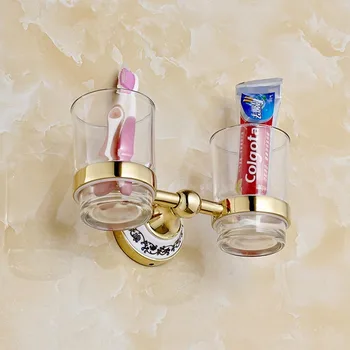 Fashion toothbrush holder,zinc alloy &glass ,Double tumbler cup holder, Bathroom cup holder bathroom set-wholesale