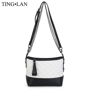 Designer Women Messenger Bags Famous Brand Ladies Shoulder Crossbody Bags Lattice Panelled Small Flap Bag Chains Black White