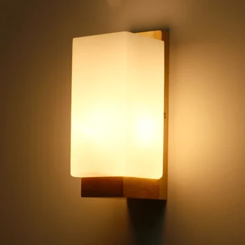 Bedroom Bedside Lamp LED Solid Wood Wall Lamp Corridor Light Simple Style