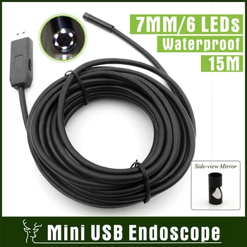 Waterproof Borescope 20m USB Inspection Camera Video Snake Endoscope 6 Leds 7mm Lens Video Inspection Borescope Endoscope Camera