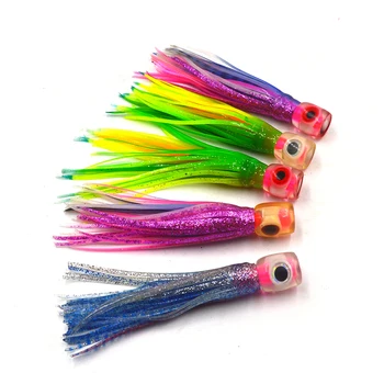 5 pcs Random mixed color Small size soft head octopus skirt bait sea trolling fishing lure salt water lures 4.5 inch 15g