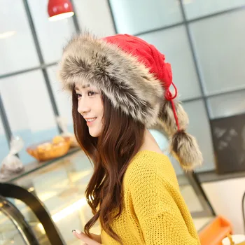 Winter women's hat muffler scarf dual yarn female knitted hat