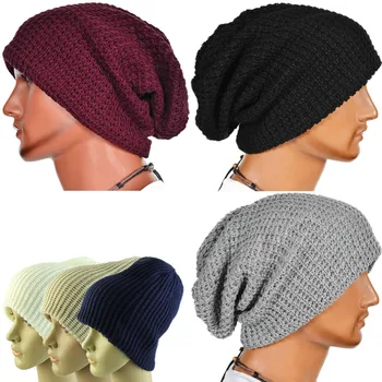 Hot Selling Chic Men Women Warm Winter Knit Beanies Skull Bandana Slouchy Oversized Cap Hat Unisex Bonnet Z2