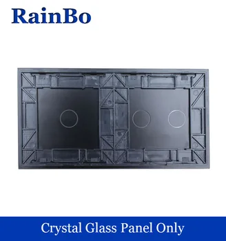 Rainbo Luxury Double Crystal Glass Panel 3gangs Wall Switch Panel 151mm*80mm EU Standard DIY Accessories A2912W/B1