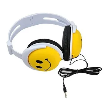 Cartoon Smile Face Girls Boys Children Kids Foldable 3.5mm Wired Headphones Earphone overhead headband headset