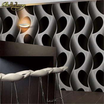Beibehang papel de parede. Abstract 3D geometric wallpaper pvc grey/black modern design background wall wallpaper for living