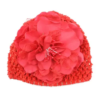 Autumn Toddler Infant Hat Soft Waffle Stretch Crochet Baby Caps peony flowers hats Baby Hair Accessories 24pcs/lot
