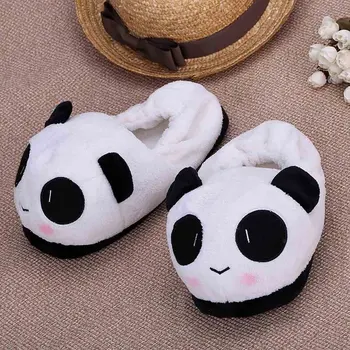 VSEN 2X Slipper Indoor Novelty for Lovers Winter Warm Lovely Cartoon Panda Face Soft Plush Household Thermal Shoes 26cm/10.24in
