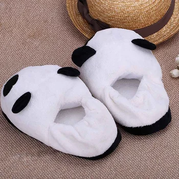VSEN 2X Slipper Indoor Novelty for Lovers Winter Warm Lovely Cartoon Panda Face Soft Plush Household Thermal Shoes 26cm/10.24in