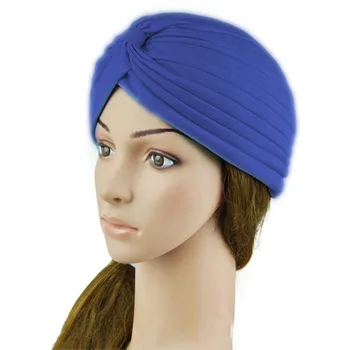 Womens Fashion Stretchy Turban Head Wrap Band Chemo Bandana Hijab Pleated Bonnet Indian Hat YRD