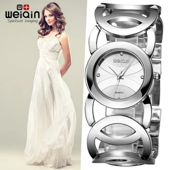 WEIQIN Silver Women Watches Luxury Water Resistant Montre Femme Stainless Steel 2017 Dress Woman Wrist Watches saat