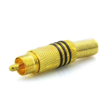 Solderless RCA Male Connector Gold Plated Audio Plug Adapter Coupler