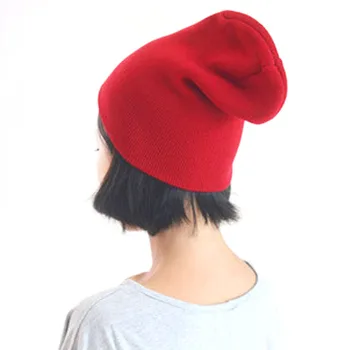 Factory Price! Unisex Warm Knit Hats Women Men Plain Winter Beanie Hats Winter Cap Slouchy Hat