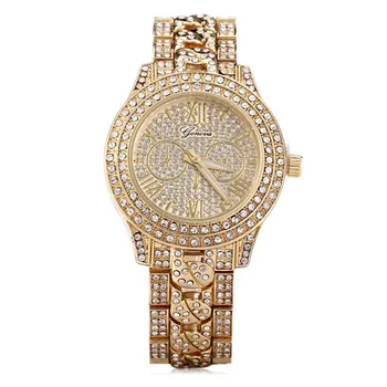 Women Lady Diamond Plated Stainless Steel Strap Quartz Wrist Watches Clothes 3 Color Elegant relogio feminino