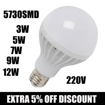 Wholesale 5730 SMD led Bulb 220V B22 LED lamp E27 3W 5W 7W 9W 12W Chandelier LEDs Candle light Spotlight Lampada Bombillas